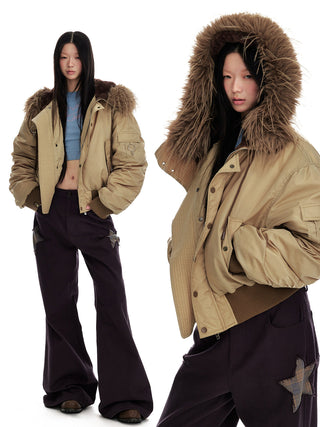 [JIKOO] retro fur jacket