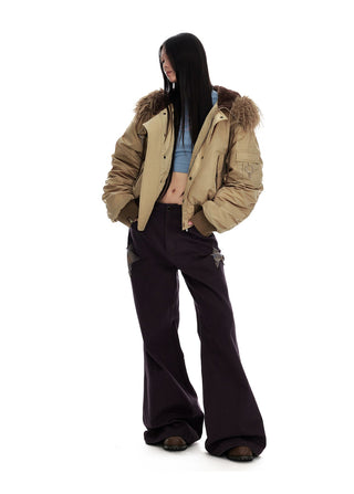 [JIKOO] retro fur jacket