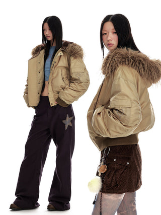 [JIKOO] retro fur jacket