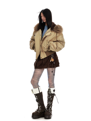 [JIKOO] retro fur jacket