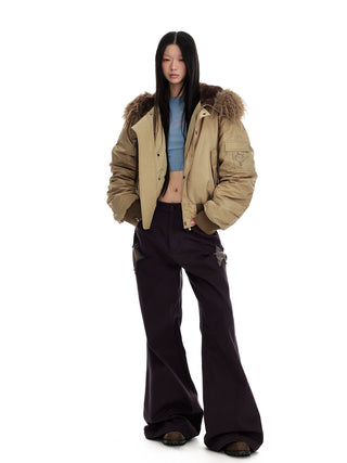 [JIKOO] retro fur jacket