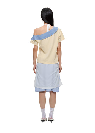 [JIKOO] patchwork stripes skirt