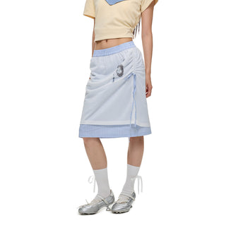 [JIKOO] patchwork stripes skirt