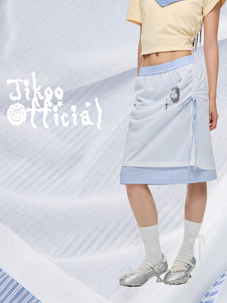 [JIKOO] patchwork stripes skirt