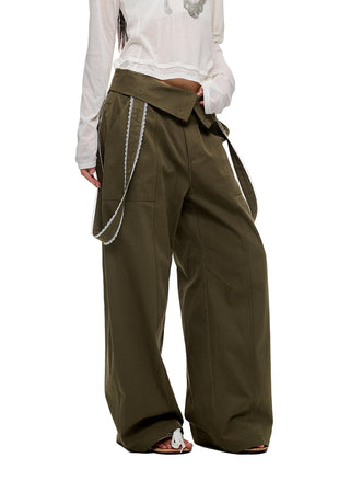 [JIKOO] lace wide trousers