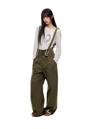 [JIKOO] lace wide trousers