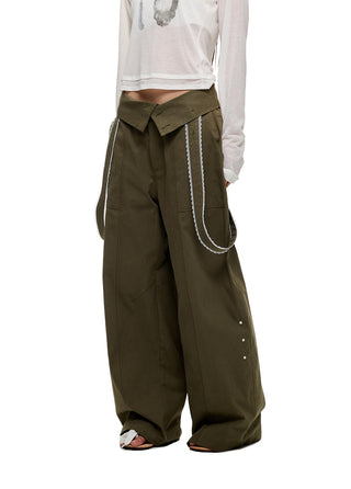 [JIKOO] lace wide trousers