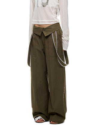 [JIKOO] lace wide trousers