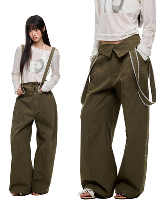 [JIKOO] lace wide trousers