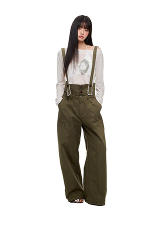 [JIKOO] lace wide trousers