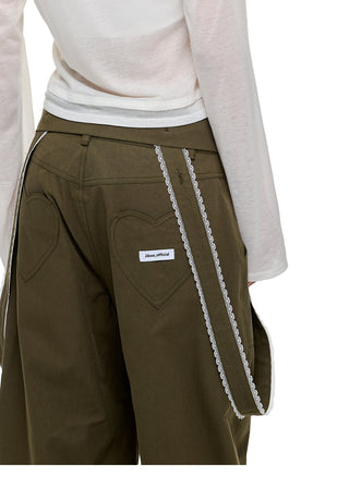 [JIKOO] lace wide trousers