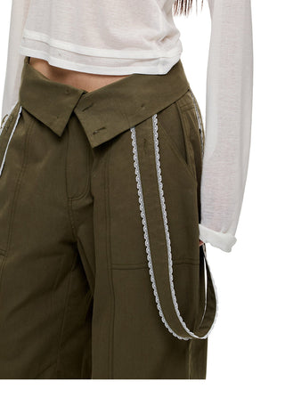 [JIKOO] lace wide trousers