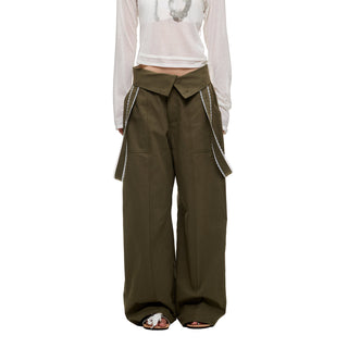 [JIKOO] lace wide trousers