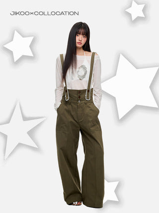 [JIKOO] lace wide trousers