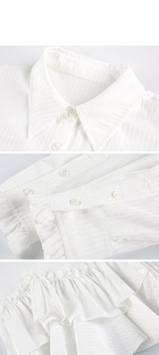 [JIKOO] pleated lace shirt