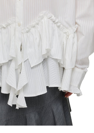 [JIKOO] pleated lace shirt