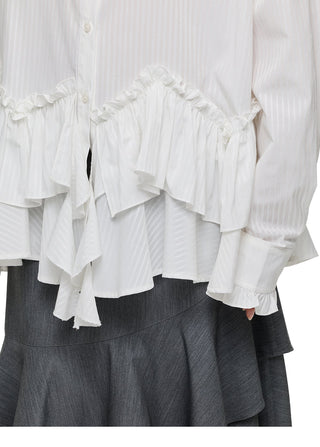 [JIKOO] pleated lace shirt