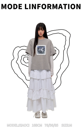 [JIKOO] lace trim tee