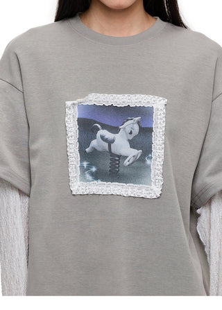 [JIKOO] lace trim tee