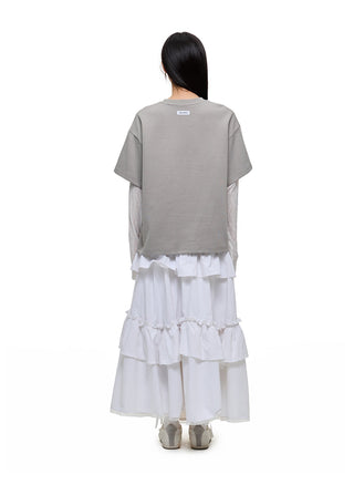 [JIKOO] lace trim tee