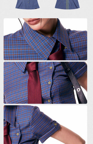 [JIKOO] plaid shoulder shirt