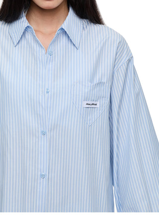 [JIKOO] lace-up striped shirt