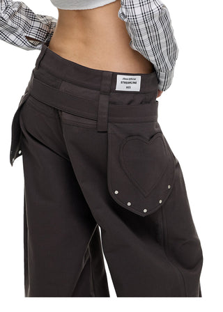 [JIKOO] detachable belt trousers