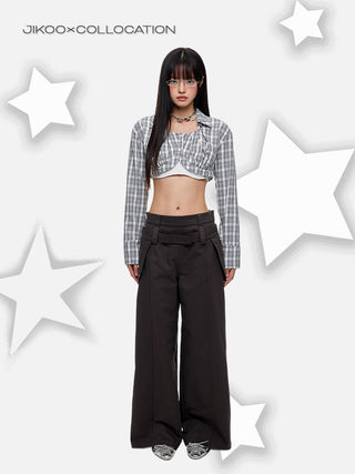 [JIKOO] detachable belt trousers