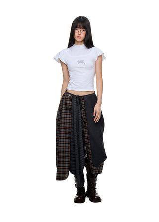 [JIKOO] plaid umbrella skirt