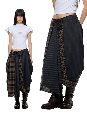 [JIKOO] plaid umbrella skirt
