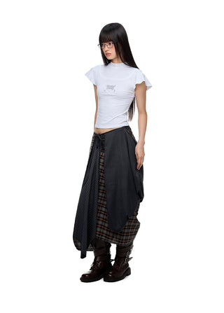 [JIKOO] plaid umbrella skirt