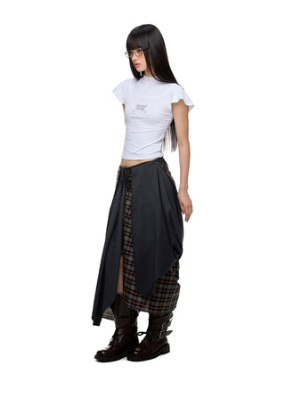 [JIKOO] plaid umbrella skirt