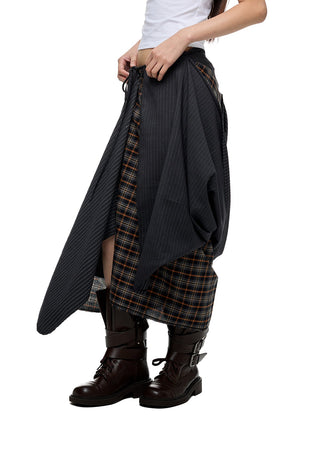 [JIKOO] plaid umbrella skirt