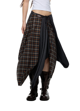 [JIKOO] plaid umbrella skirt