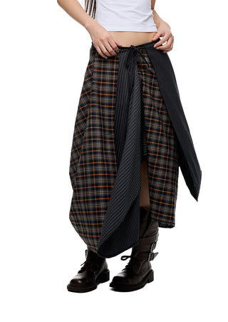[JIKOO] plaid umbrella skirt