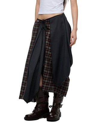 [JIKOO] plaid umbrella skirt