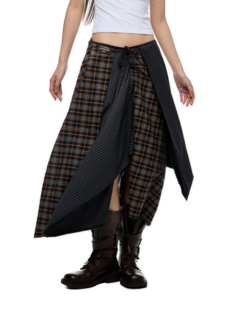 [JIKOO] plaid umbrella skirt