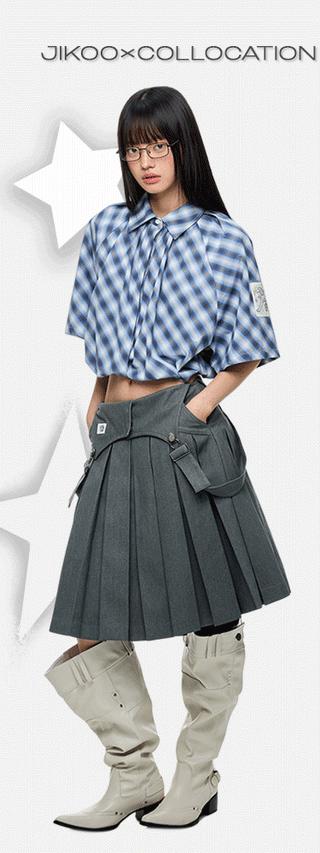 [JIKOO] gray umbrella skirt