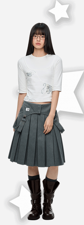 [JIKOO] gray umbrella skirt
