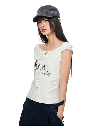 [JIKOO] lace print tee
