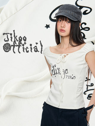 [JIKOO] lace print tee