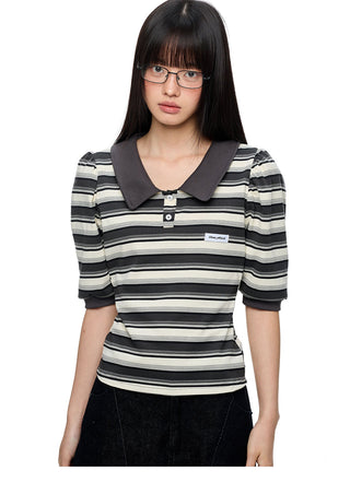 [JIKOO] polo puff sleeve