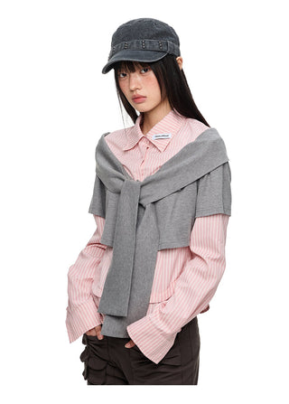 [JIKOO] patchwork pink shirt