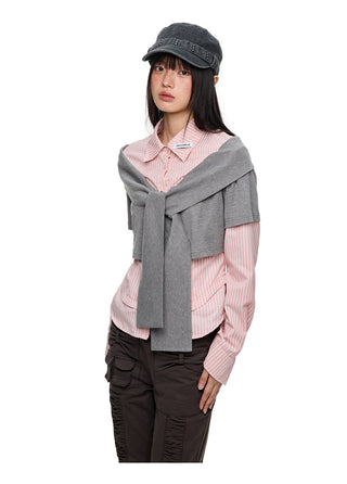 [JIKOO] patchwork pink shirt