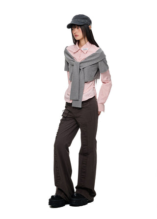 [JIKOO] patchwork pink shirt