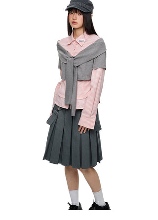 [JIKOO] patchwork pink shirt