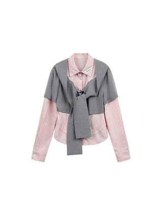 [JIKOO] patchwork pink shirt