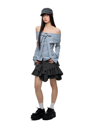 [JIKOO] gray selvedge skirt