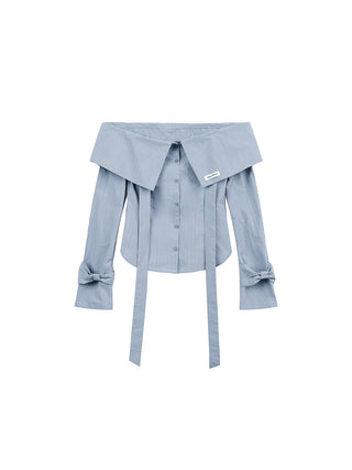 [JIKOO] bow off-shoulder shirt