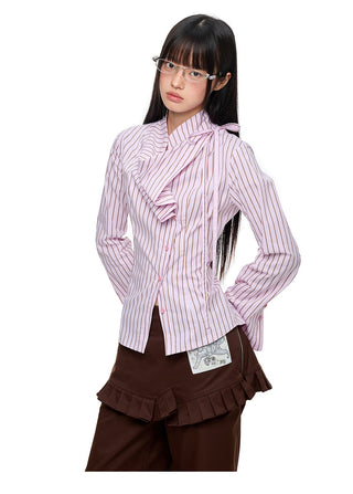 [JIKOO] striped layer shirt